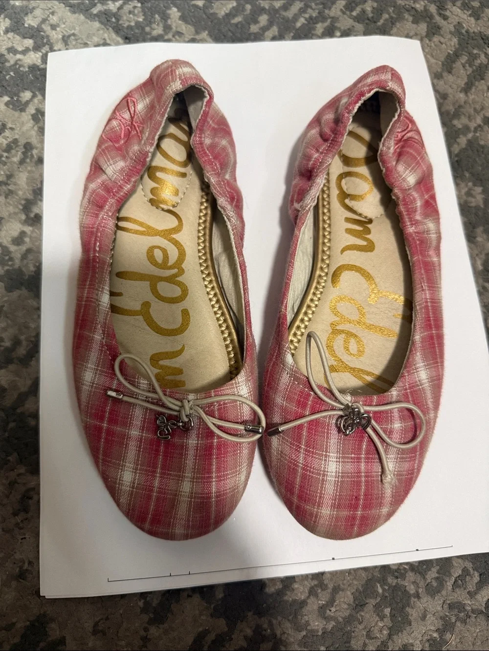 Sam Edelman Pink Plaid Ballet Flats with Bow Detail Y2K